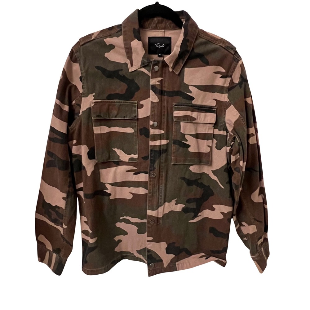 RAILS Wendell Military Utility Jacket Green Brown Camo Zip Front  
Mens Size M
